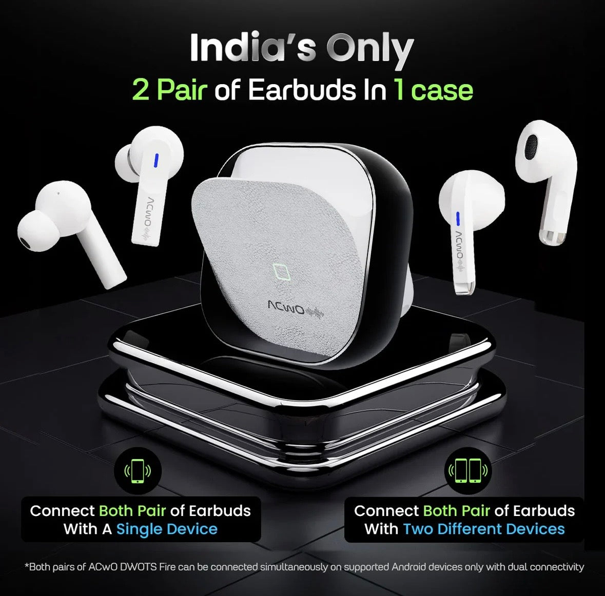 Touch Screen Wireless Earbuds, Bluetooth 5.4 Ear Buds With These Earbuds doesn't go inside your ear sound amazing DWOTS Fire ~ 4 earbuds in 1 case!