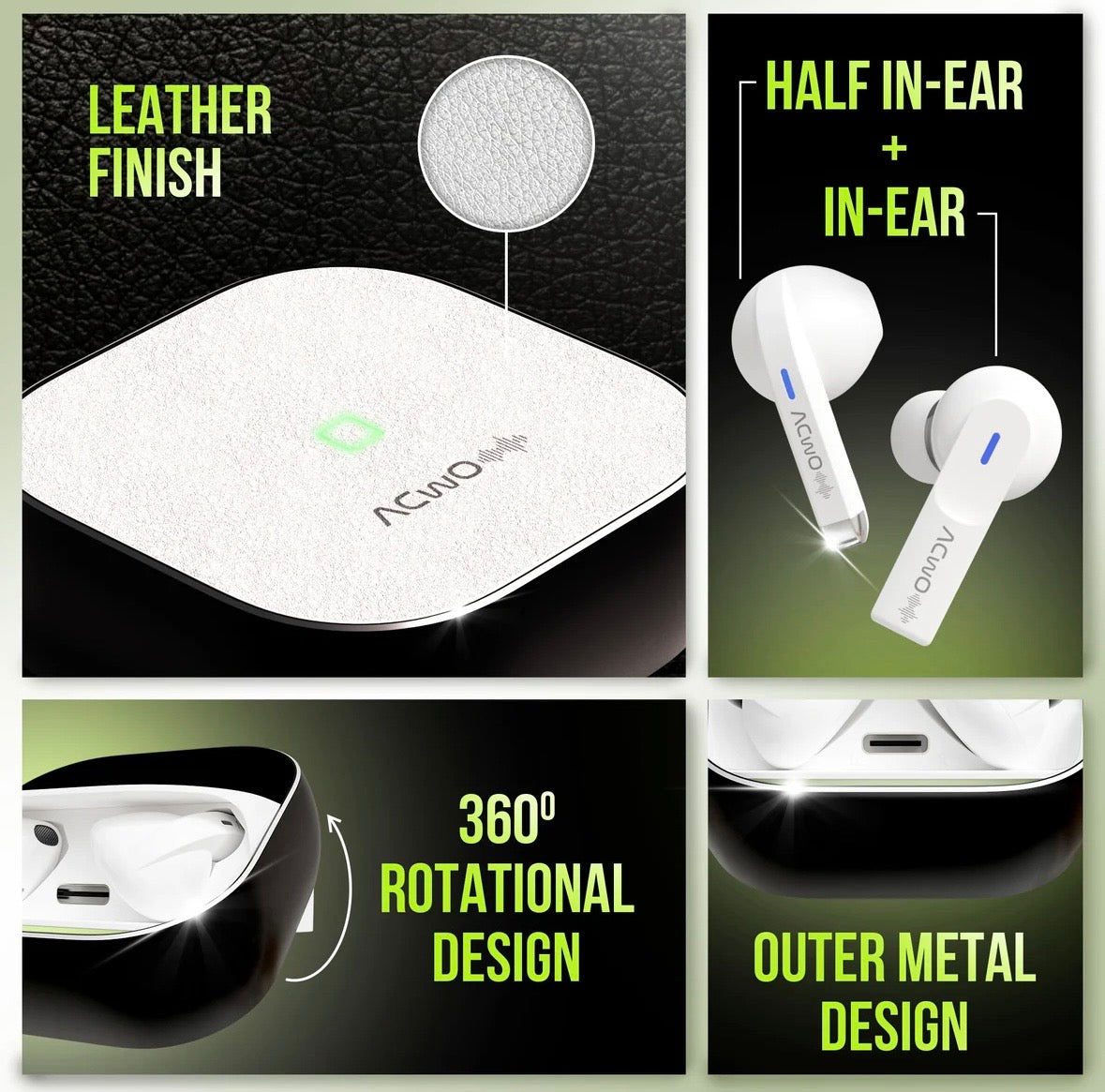 Touch Screen Wireless Earbuds, Bluetooth 5.4 Ear Buds With These Earbuds doesn't go inside your ear sound amazing DWOTS Fire ~ 4 earbuds in 1 case!