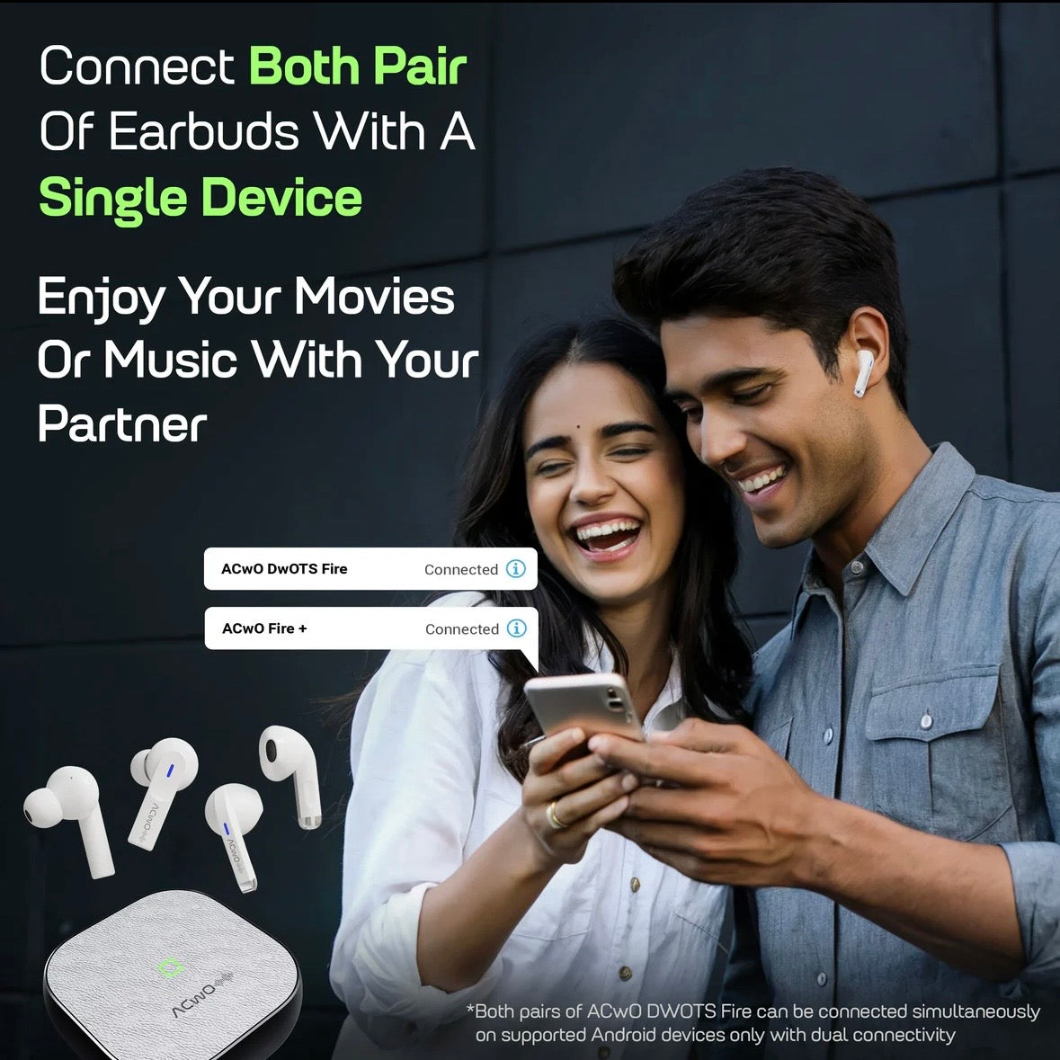 Touch Screen Wireless Earbuds, Bluetooth 5.4 Ear Buds With These Earbuds doesn't go inside your ear sound amazing DWOTS Fire ~ 4 earbuds in 1 case!