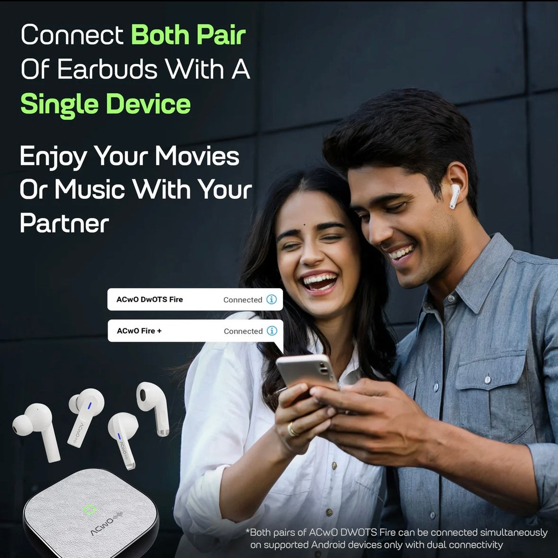 Touch Screen Wireless Earbuds, Bluetooth 5.4 Ear Buds With These Earbuds doesn't go inside your ear sound amazing DWOTS Fire ~ 4 earbuds in 1 case!