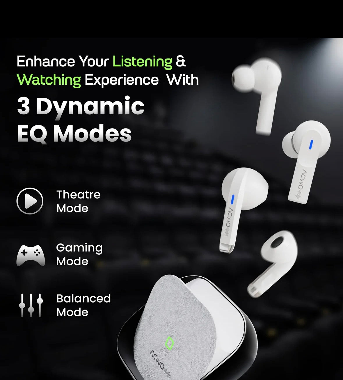 Touch Screen Wireless Earbuds, Bluetooth 5.4 Ear Buds With These Earbuds doesn't go inside your ear sound amazing DWOTS Fire ~ 4 earbuds in 1 case!
